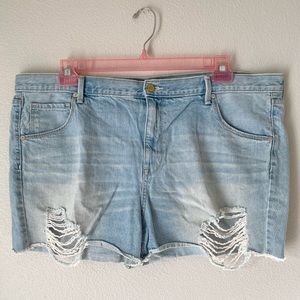 Mossimo Supply Co Distressed Boyfriend Midi Jean Shorts - Light Wash